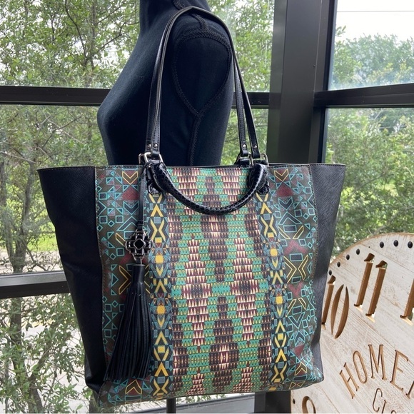 Rafe Handbags - RAFE NEW YORK Womens Handbag Purse Tote Blk Oversized African Tribal Art-to-Wear